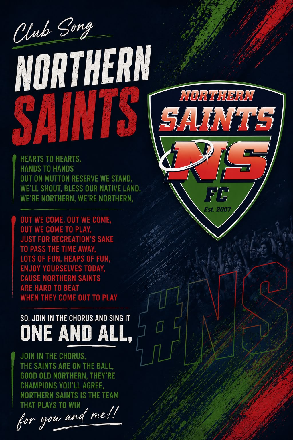 Northern Saints Football Club — club song lyrics